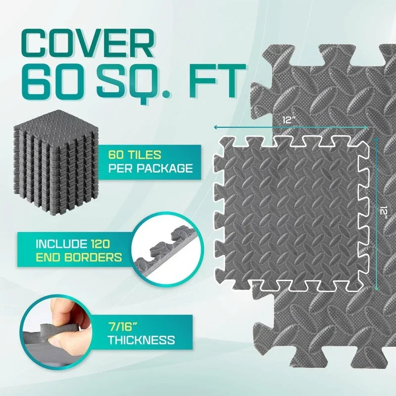 60 SQ.FT Interlocking Exercise Tiles