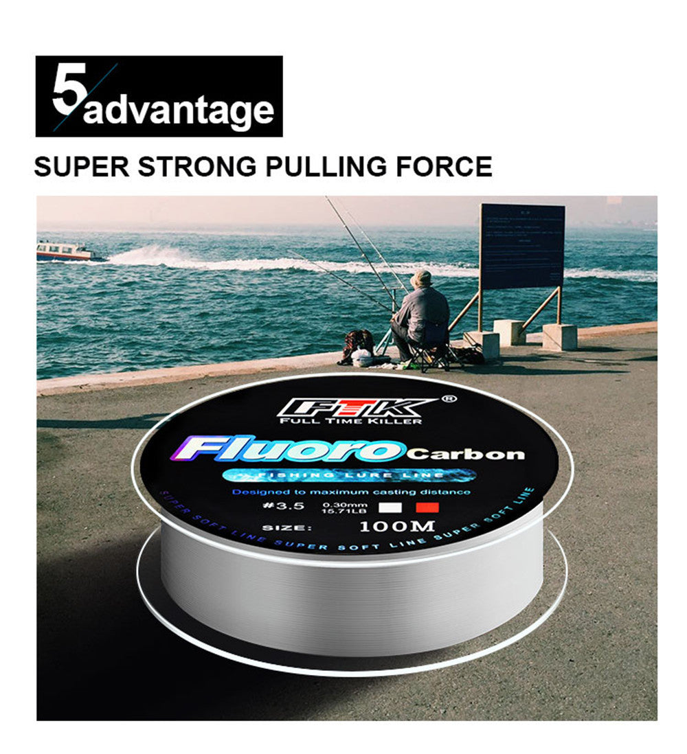 100m Fluorocarbon Bait Fishing Line – Carbon Fiber Fishing Line for All Types of Fishing