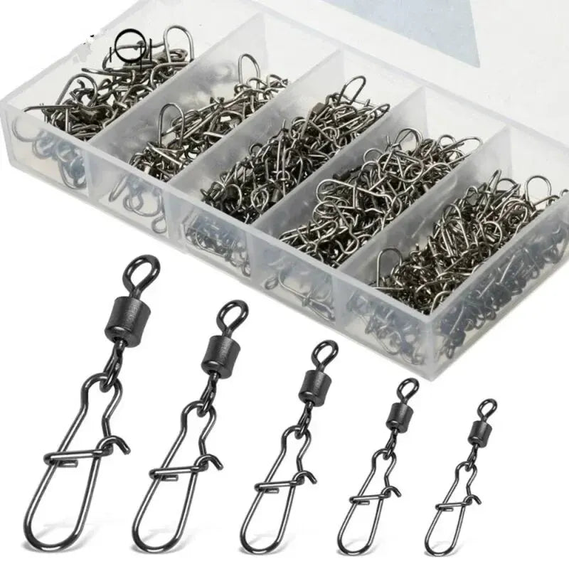 50pcs Stainless Steel Fishing50pcs Stainless Steel Fishing Connector Pin Set – Bearing Rolling Swivels with Snap Connector Pin Set – Bearing Rolling Swivels with Snap