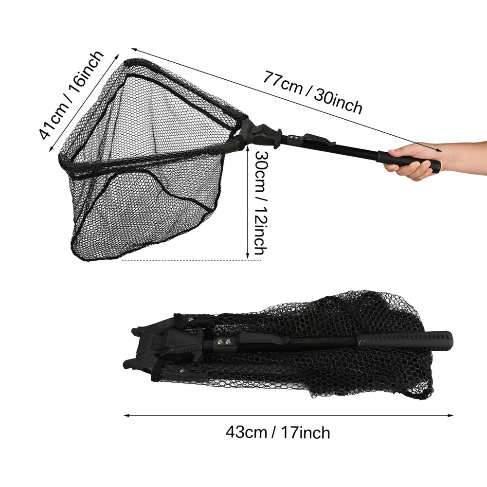 Telescopic Fishing Net (55cm–190cm) – Foldable Landing Net for Salmon, Carp, Catfish, and Trout