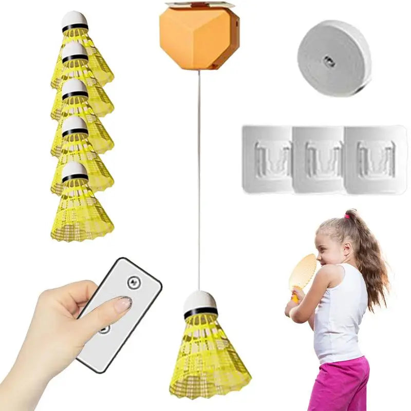 Rebound Badminton Trainer Kit with Remote Control & 6 Balls