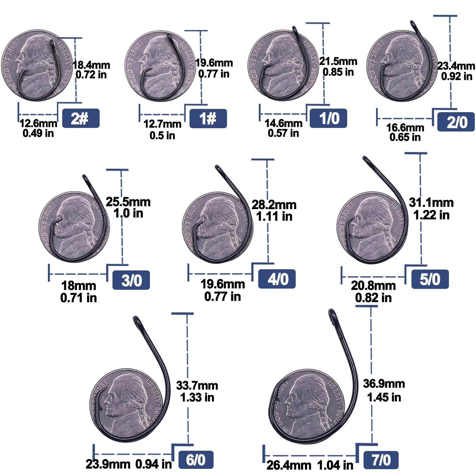 Inline Circle Hooks – Wide Gap Saltwater Fishing Hooks (25–100pcs)