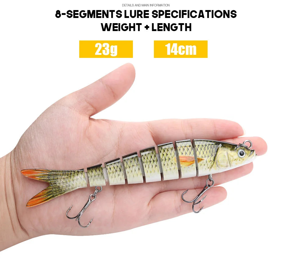 VTAVTA 8-Segment Jointed Crankbait – 10/14cm Sinking Swimbait Lure