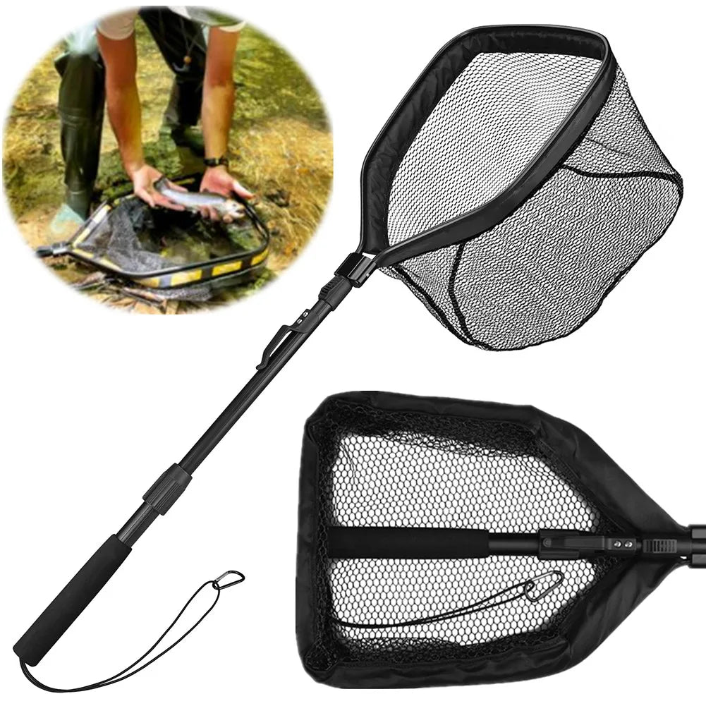 Telescopic Fishing Net (55cm–190cm) – Foldable Landing Net for Salmon, Carp, Catfish, and Trout