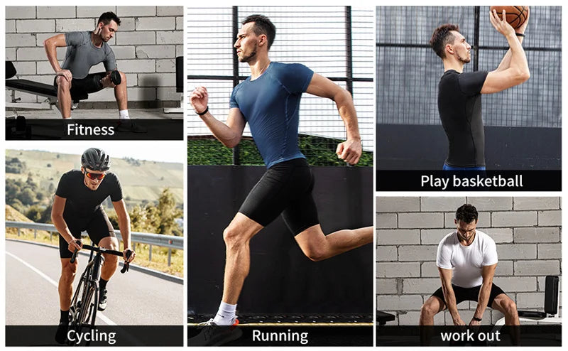 Men's Print Compression Shirt – Short Sleeve Quick-Dry Athletic Top