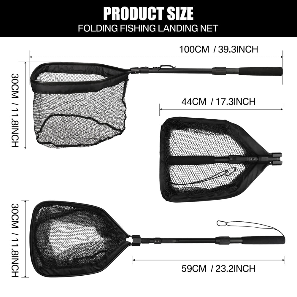 Telescopic Fishing Net (55cm–190cm) – Foldable Landing Net for Salmon, Carp, Catfish, and Trout