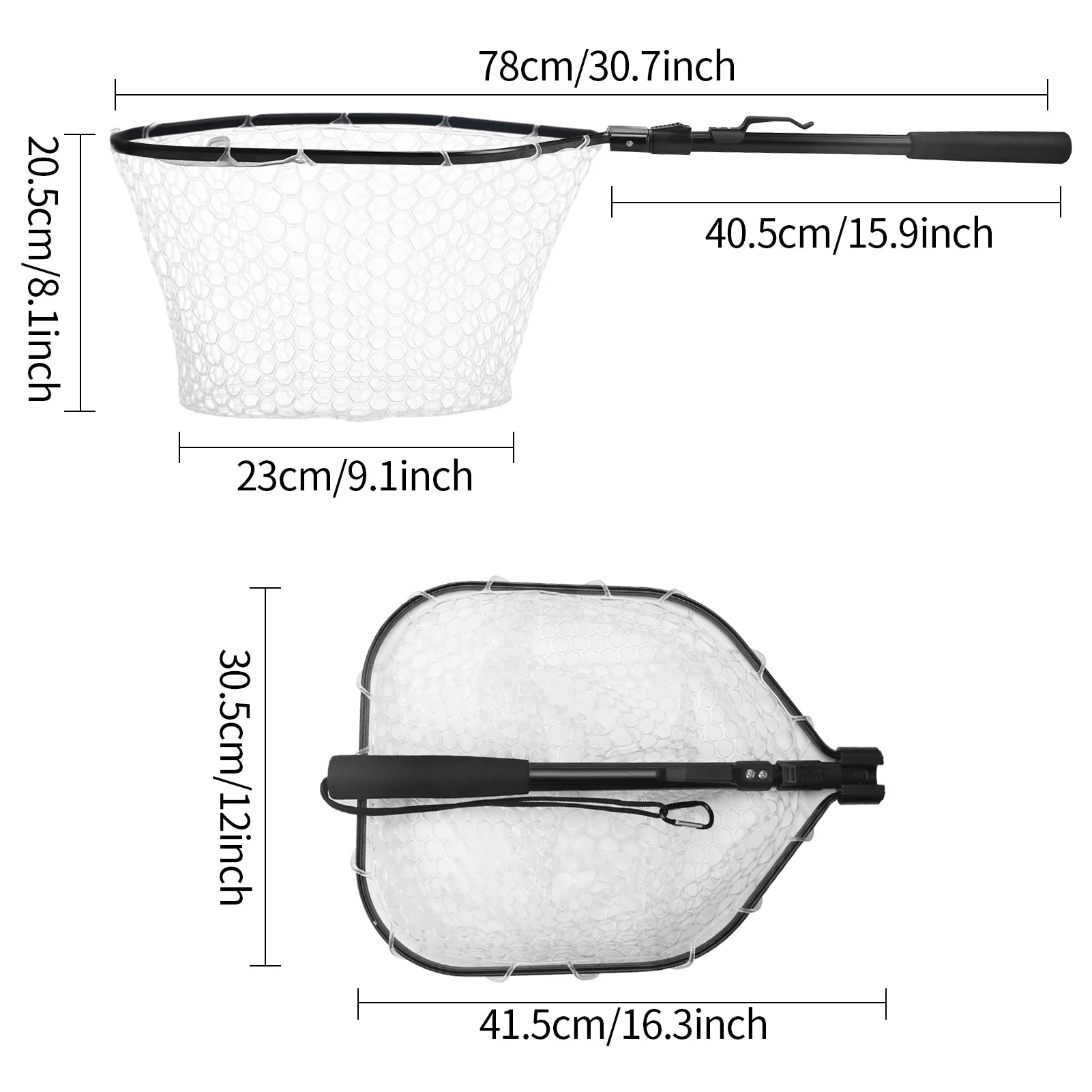 Telescopic Fishing Net (55cm–190cm) – Foldable Landing Net for Salmon, Carp, Catfish, and Trout