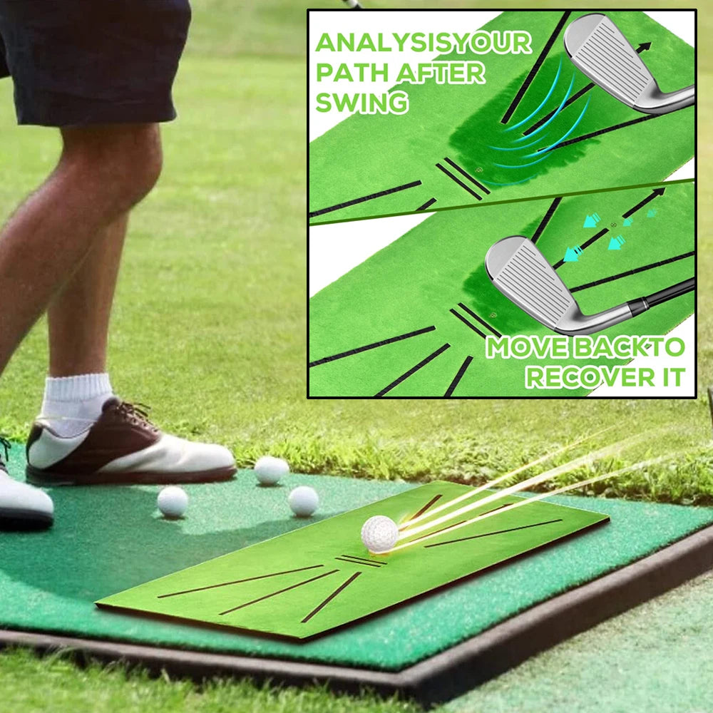 Golf Swing Training Mat – 30x60cm Swing Path Practice and Impact Detection Pad