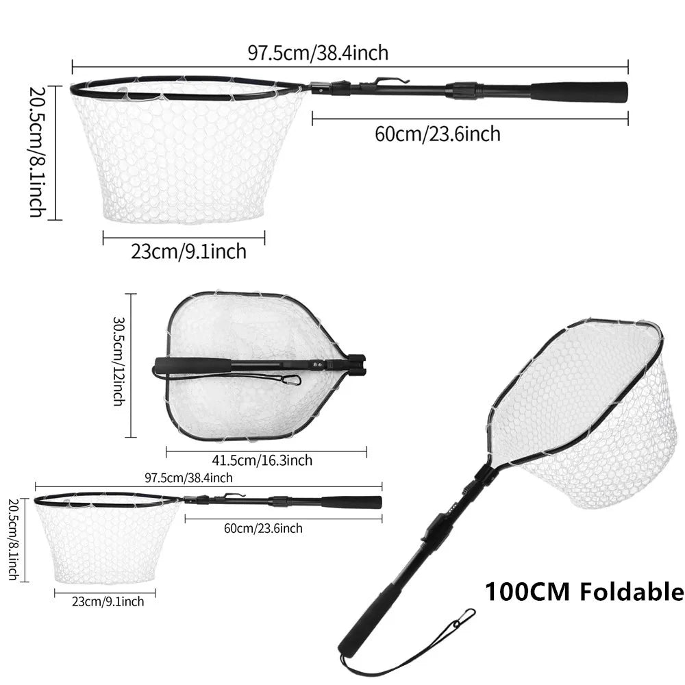 Telescopic Fishing Net (55cm–190cm) – Foldable Landing Net for Salmon, Carp, Catfish, and Trout
