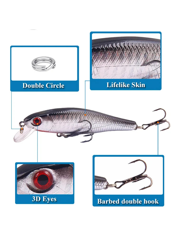 1PCS Sinking Minnow Fishing Lure – 8.5cm, 9.2g Jerkbait for Bass and Pike