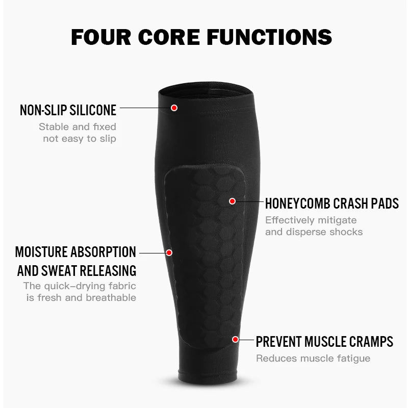 Football Shin Guard Compression Sleeves – Padded Calf Support