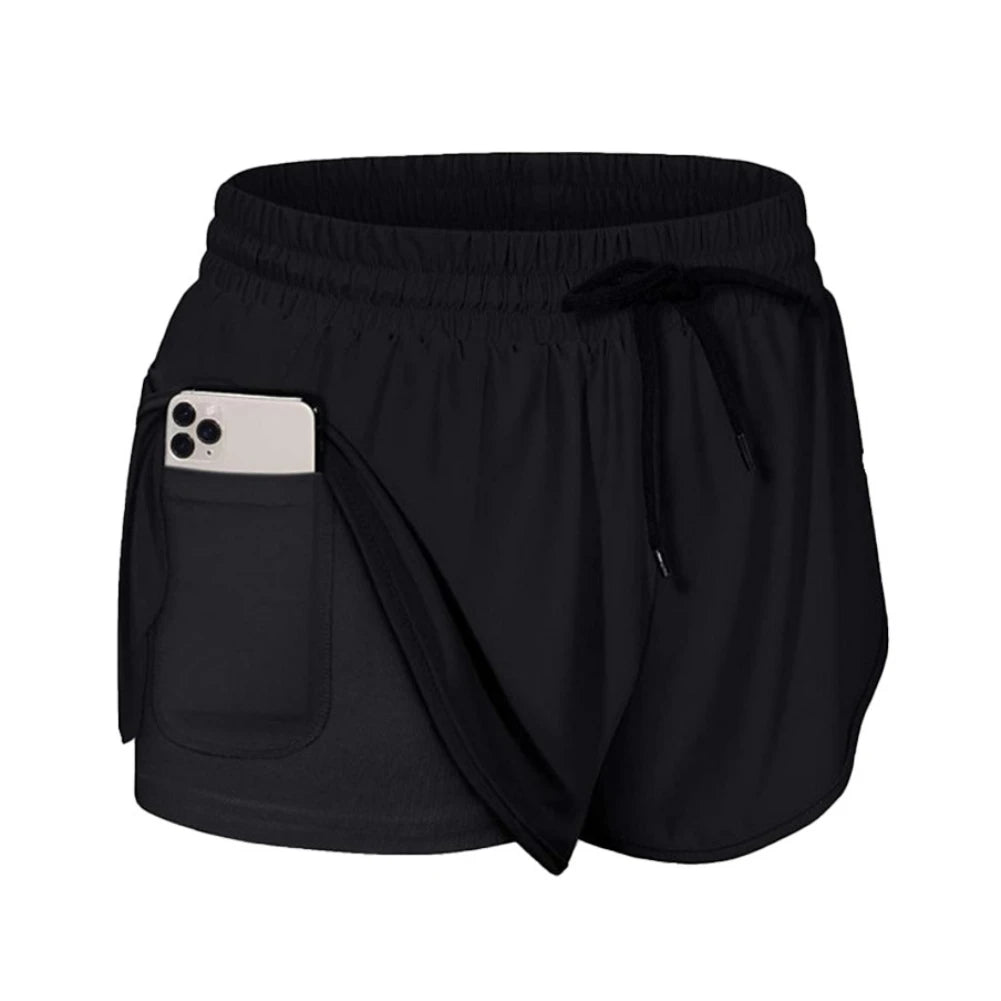 Women's High Waist Double-Layer Workout Shorts