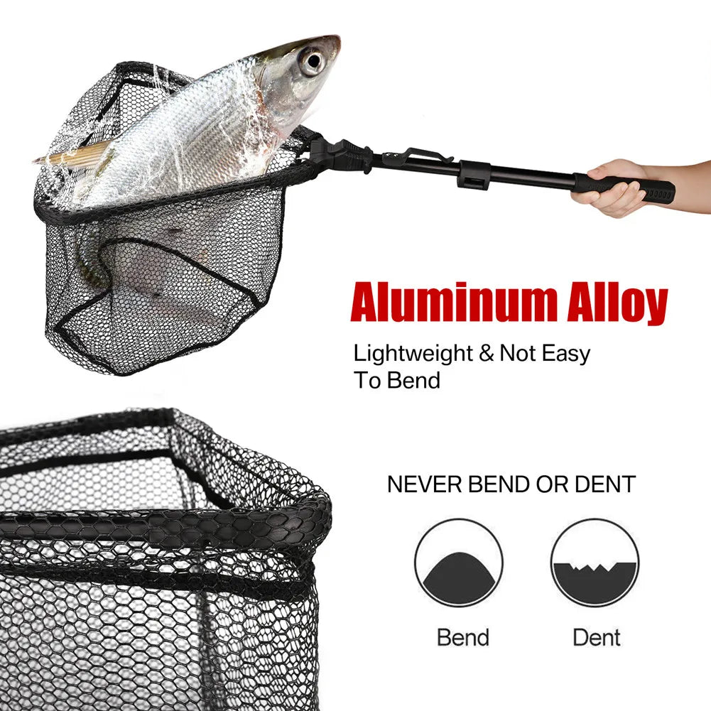 Telescopic Fishing Net (55cm–190cm) – Foldable Landing Net for Salmon, Carp, Catfish, and Trout