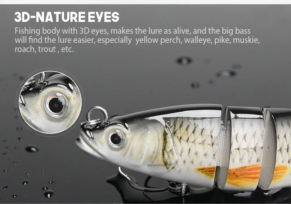 VTAVTA 8-Segment Jointed Crankbait – 10/14cm Sinking Swimbait Lure