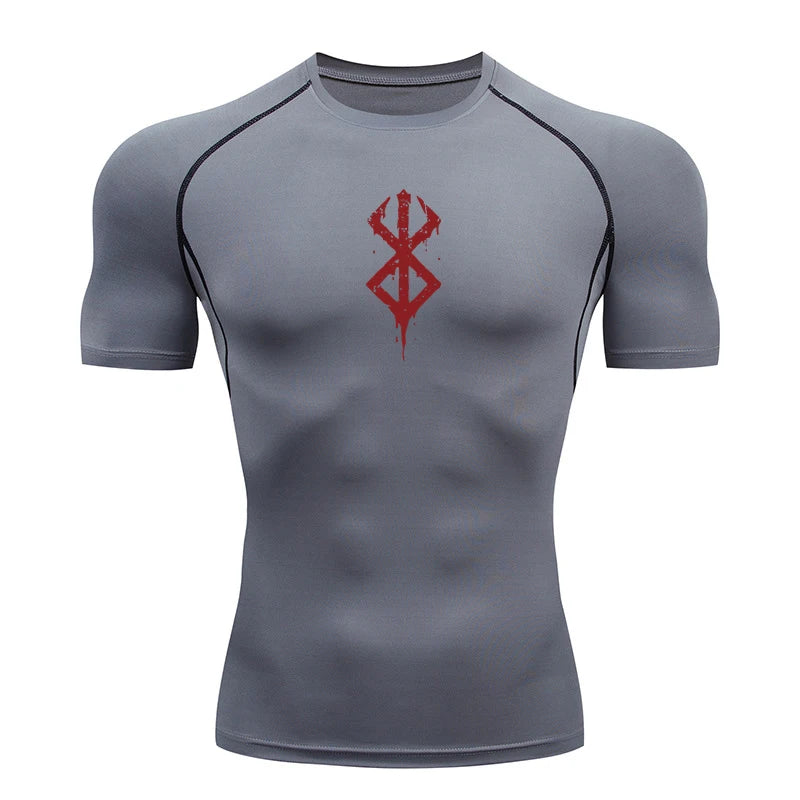 Men's Print Compression Shirt – Short Sleeve Quick-Dry Athletic Top