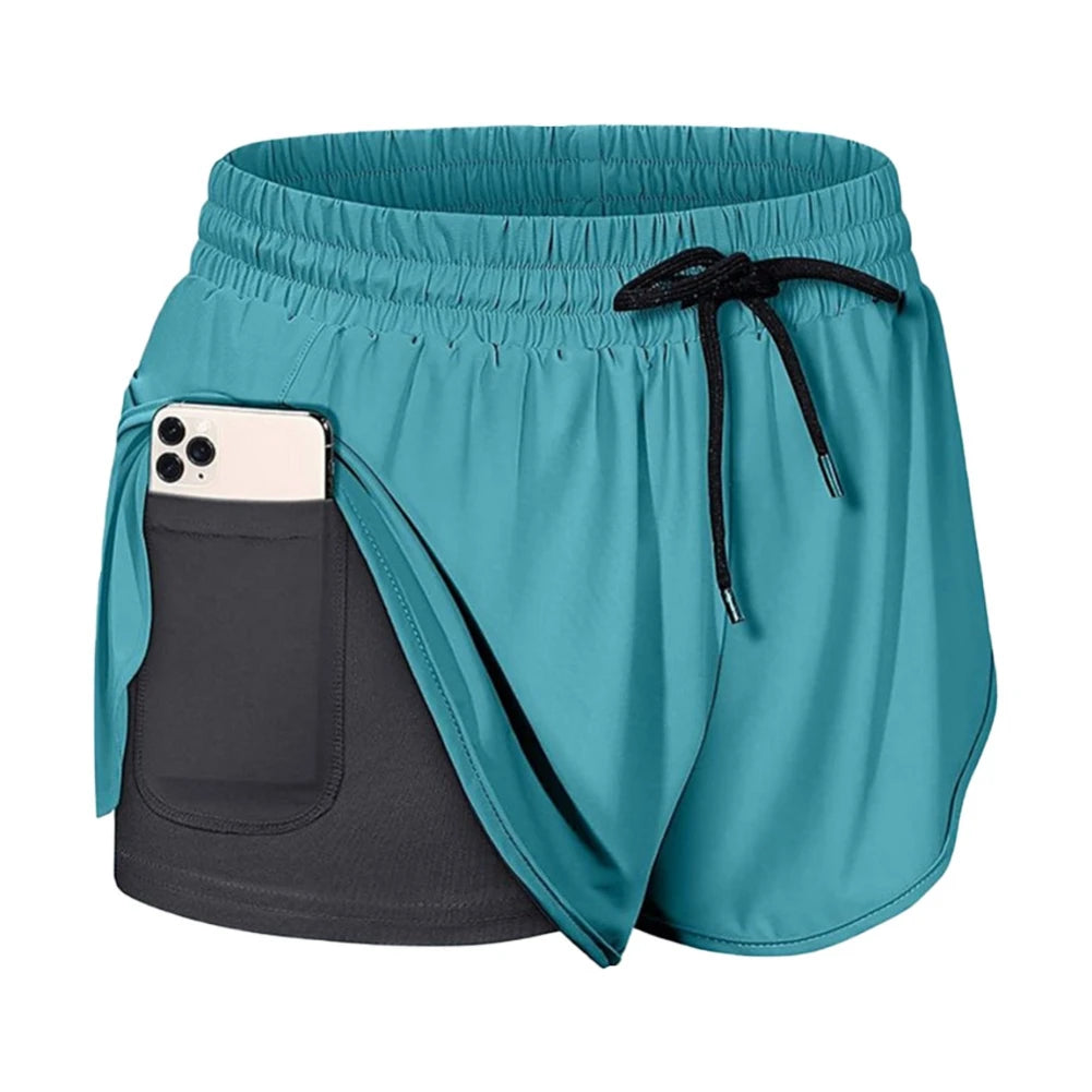 Women's High Waist Double-Layer Workout Shorts