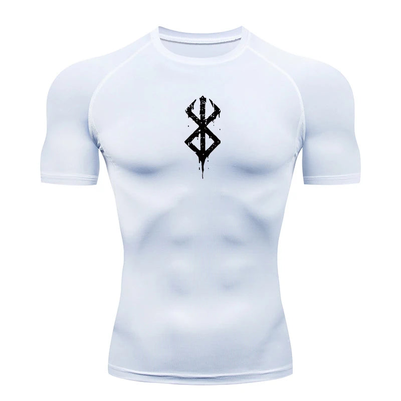 Men's Print Compression Shirt – Short Sleeve Quick-Dry Athletic Top