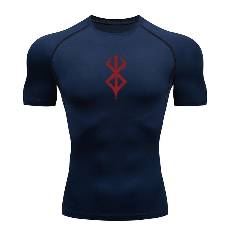 Men's Print Compression Shirt – Short Sleeve Quick-Dry Athletic Top