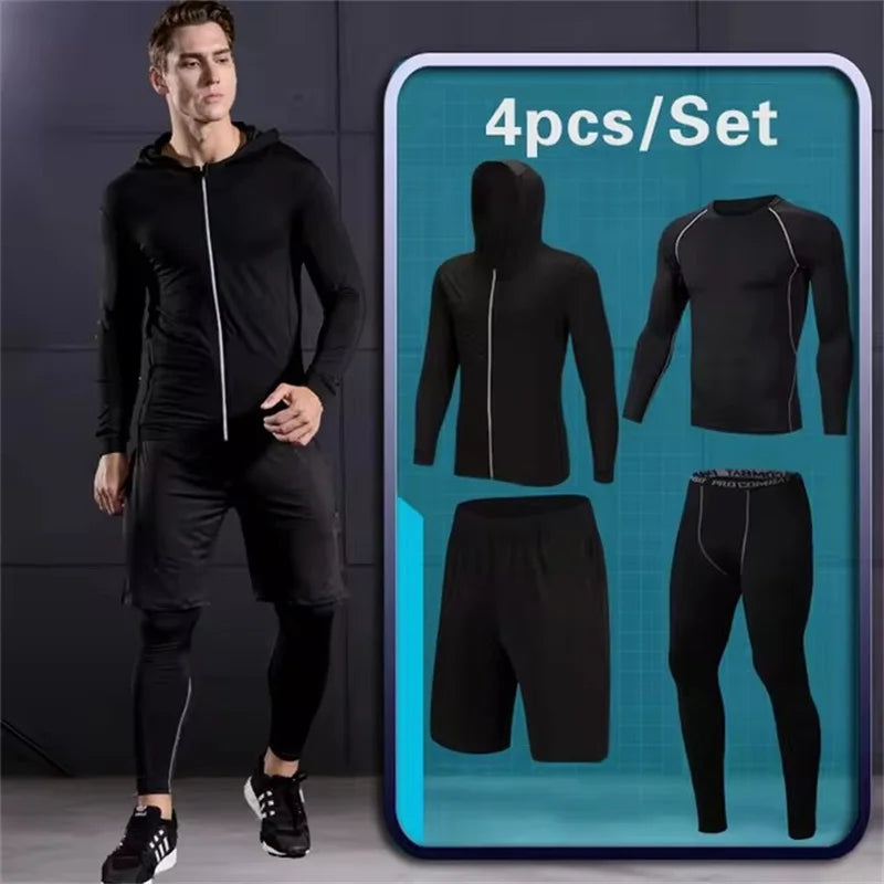 Men’s Compression Sportswear Set – 5-Piece Athletic Training Outfit