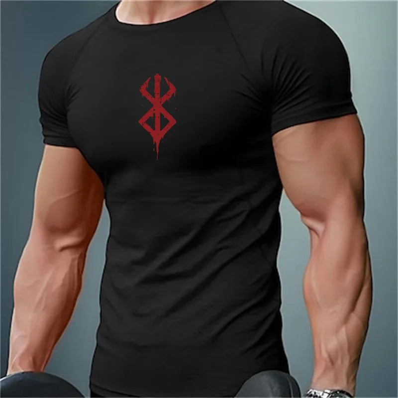 Men's Print Compression Shirt – Short Sleeve Quick-Dry Athletic Top