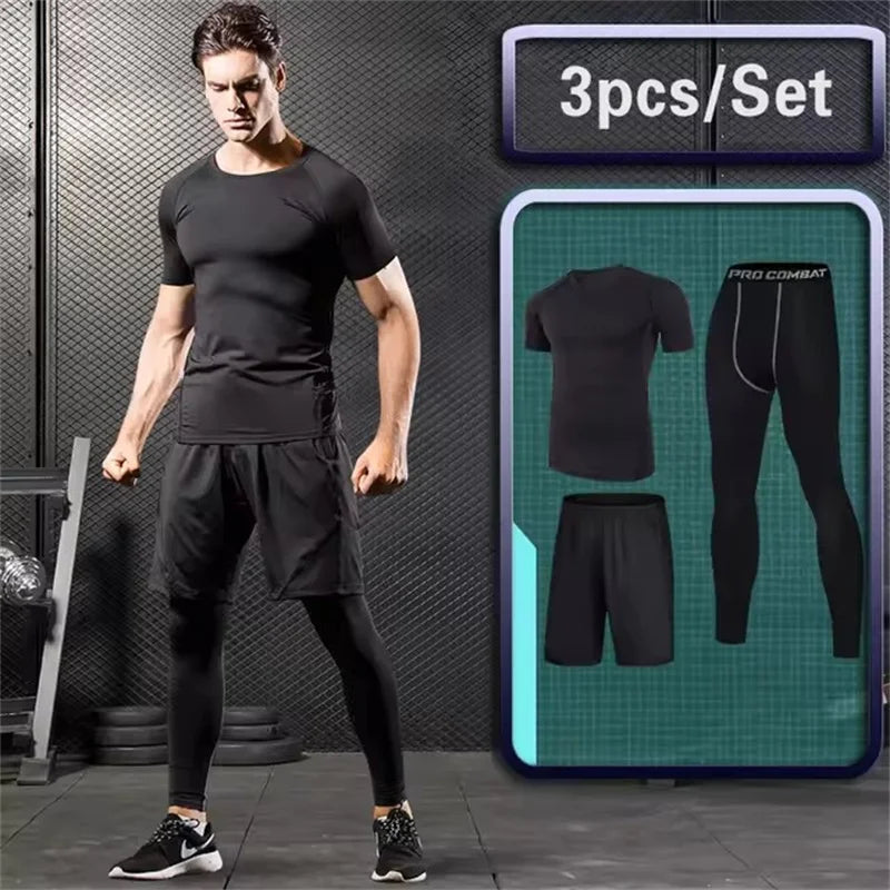 Men’s Compression Sportswear Set – 5-Piece Athletic Training Outfit