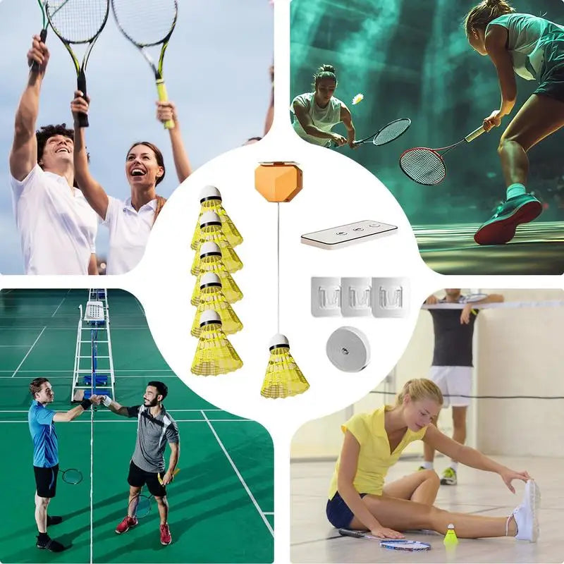 Rebound Badminton Trainer Kit with Remote Control & 6 Balls