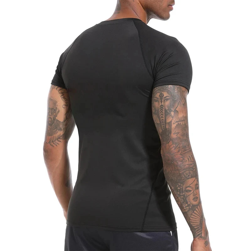 Men's Print Compression Shirt – Short Sleeve Quick-Dry Athletic Top