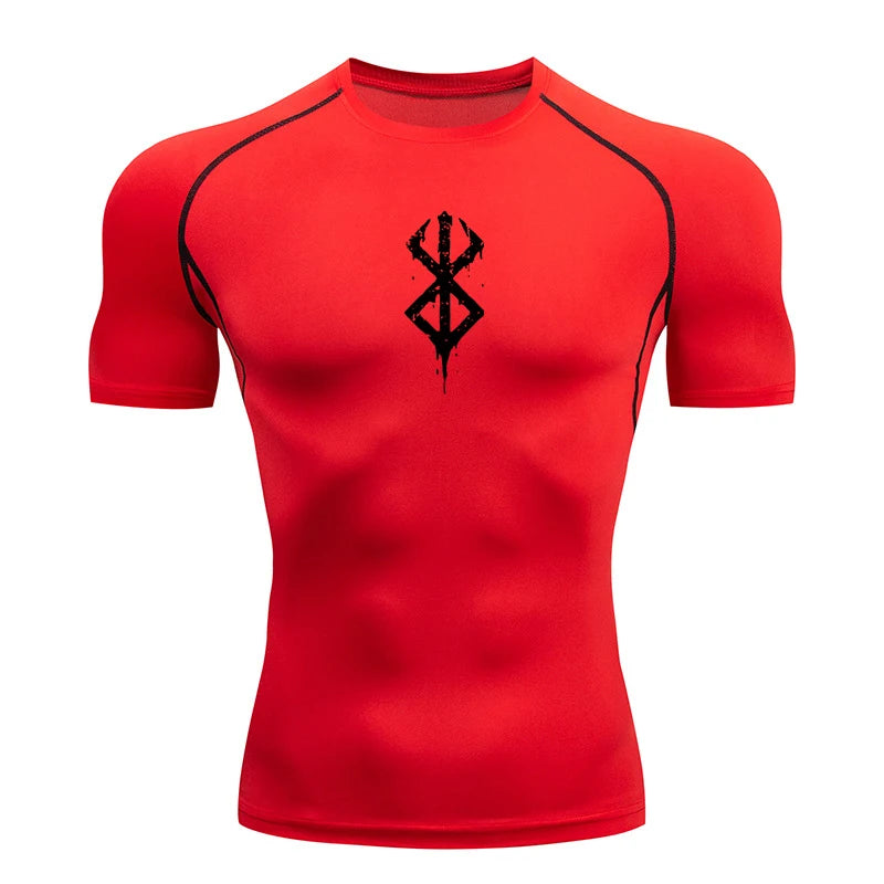 Men's Print Compression Shirt – Short Sleeve Quick-Dry Athletic Top