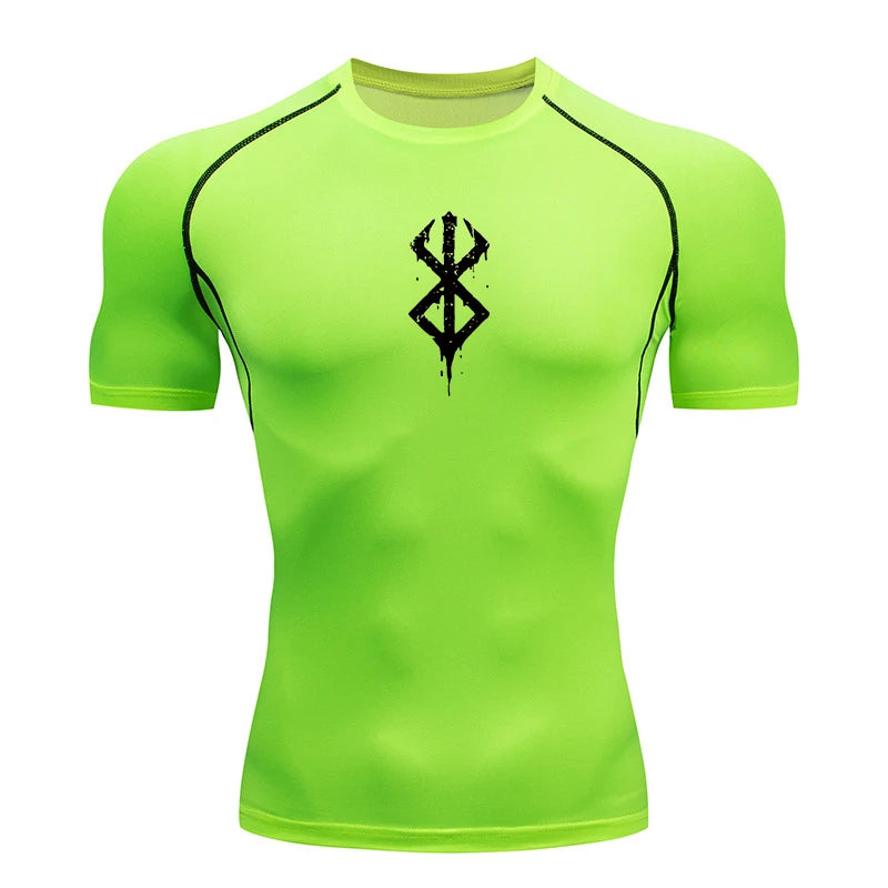 Men's Print Compression Shirt – Short Sleeve Quick-Dry Athletic Top