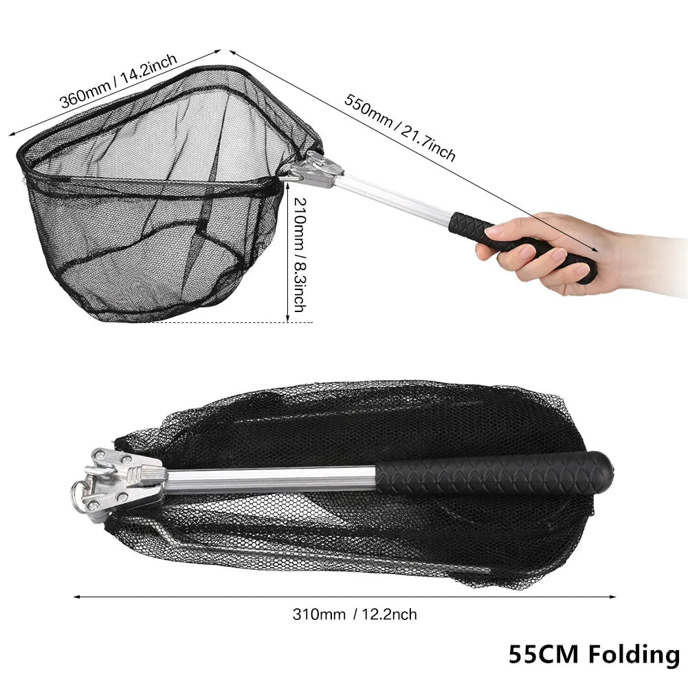 Telescopic Fishing Net (55cm–190cm) – Foldable Landing Net for Salmon, Carp, Catfish, and Trout