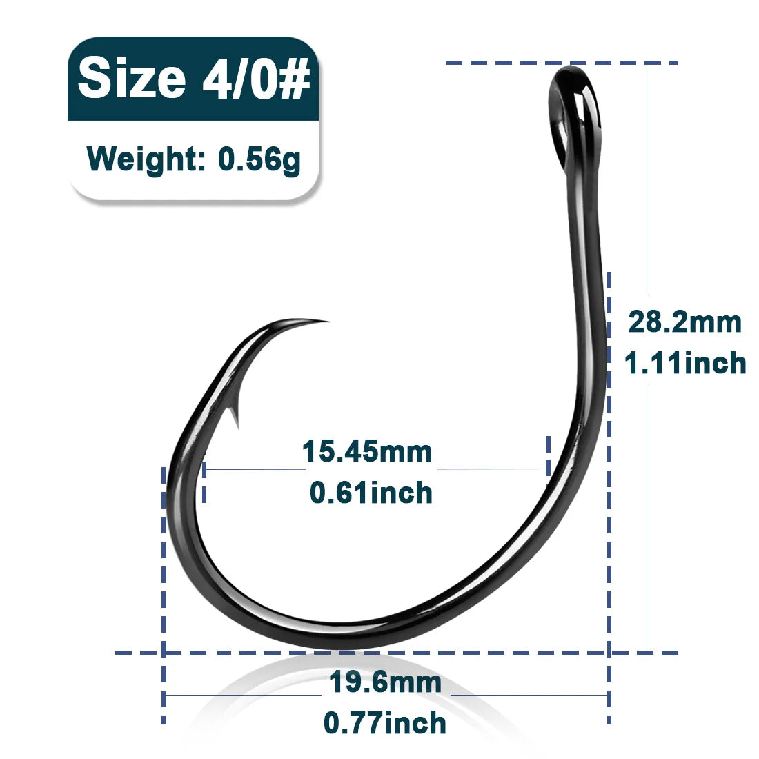 Inline Circle Hooks – Wide Gap Saltwater Fishing Hooks (25–100pcs)