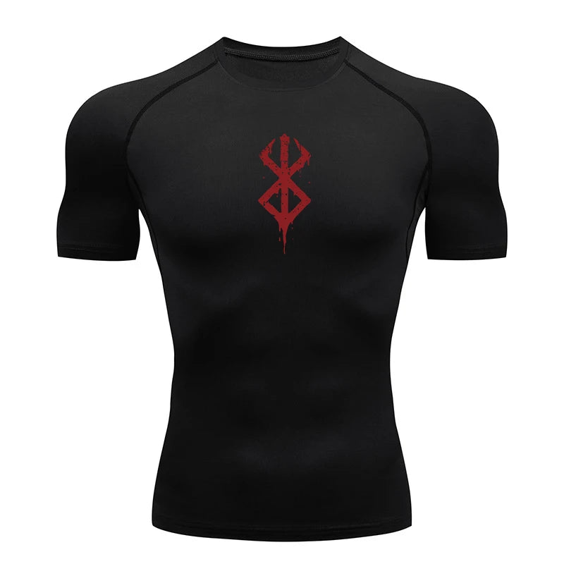 Men's Print Compression Shirt – Short Sleeve Quick-Dry Athletic Top