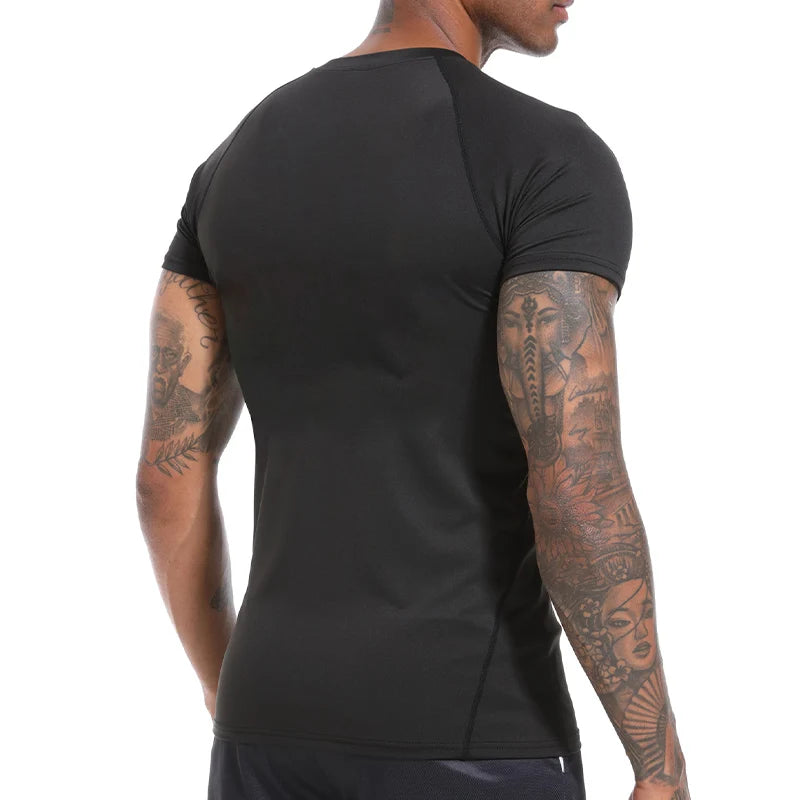Men's Print Compression Shirt – Short Sleeve Quick-Dry Athletic Top