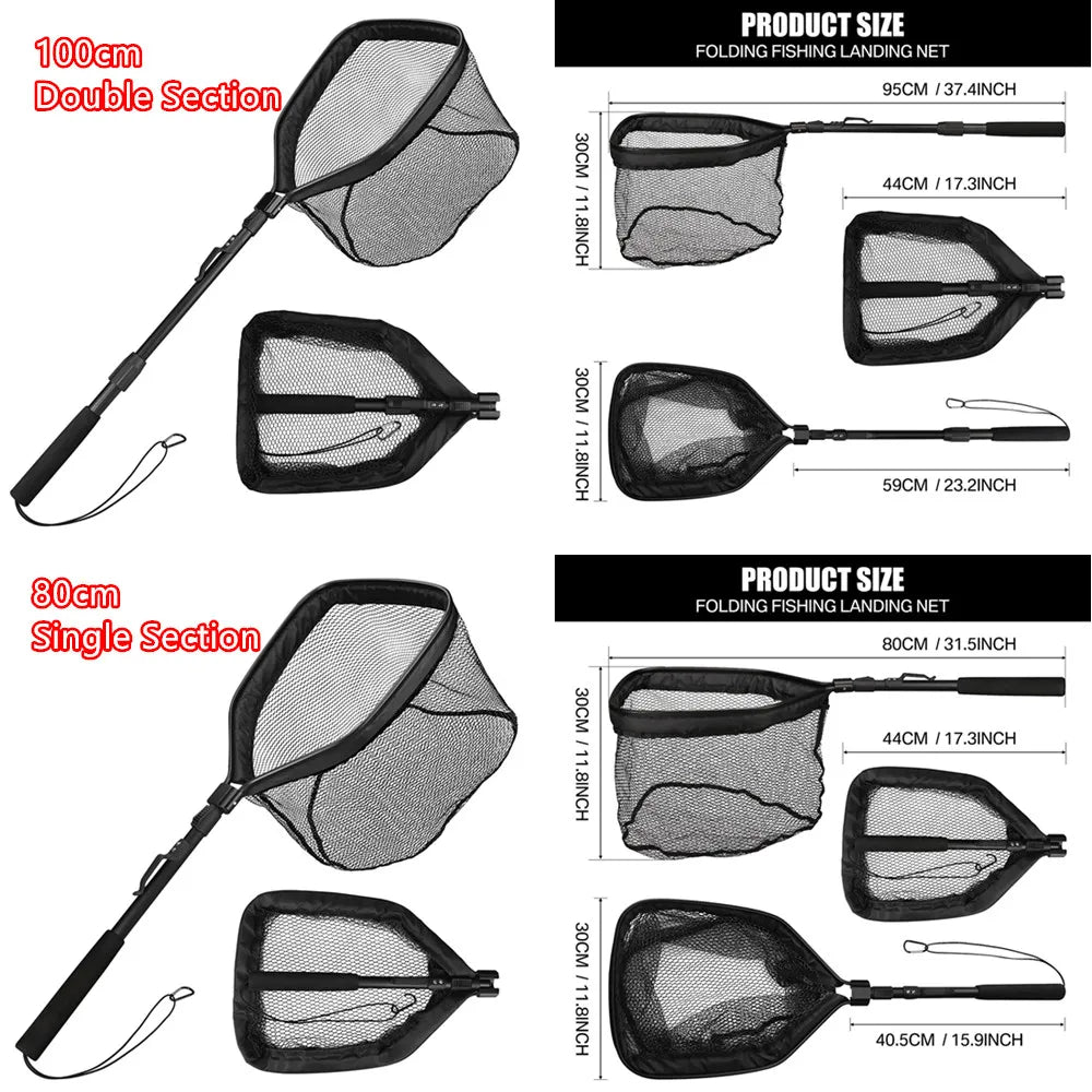 Telescopic Fishing Net (55cm–190cm) – Foldable Landing Net for Salmon, Carp, Catfish, and Trout