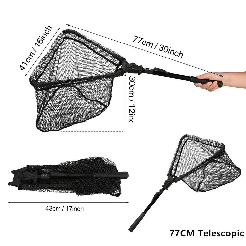 Telescopic Fishing Net (55cm–190cm) – Foldable Landing Net for Salmon, Carp, Catfish, and Trout