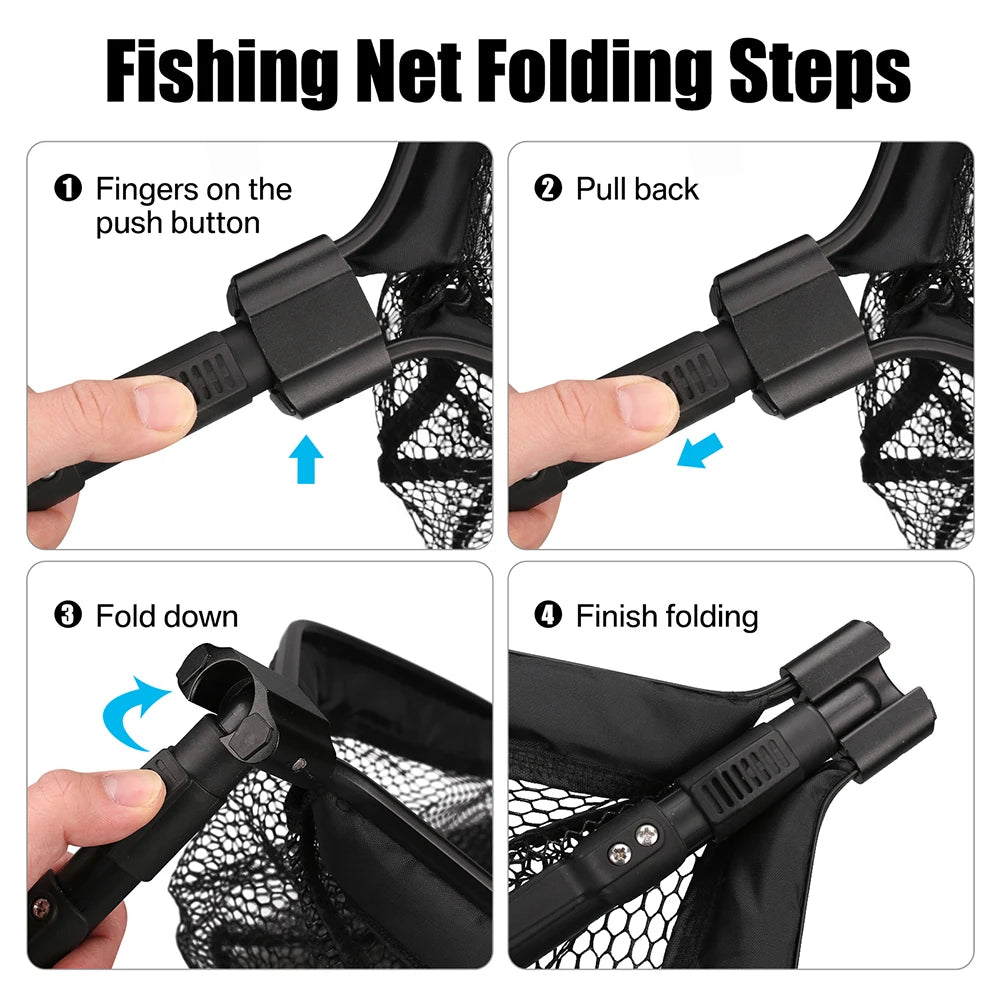 Telescopic Fishing Net (55cm–190cm) – Foldable Landing Net for Salmon, Carp, Catfish, and Trout