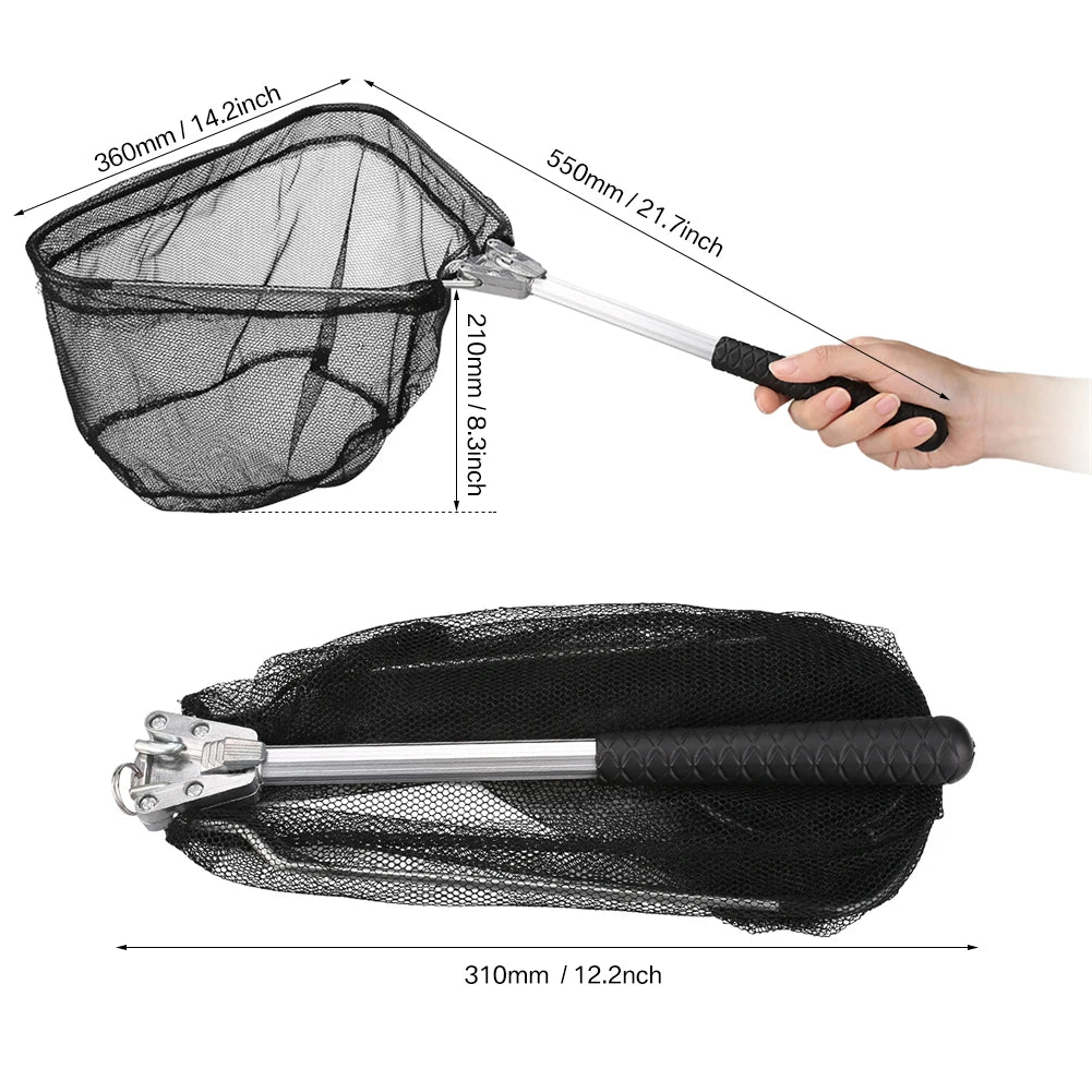Telescopic Fishing Net (55cm–190cm) – Foldable Landing Net for Salmon, Carp, Catfish, and Trout