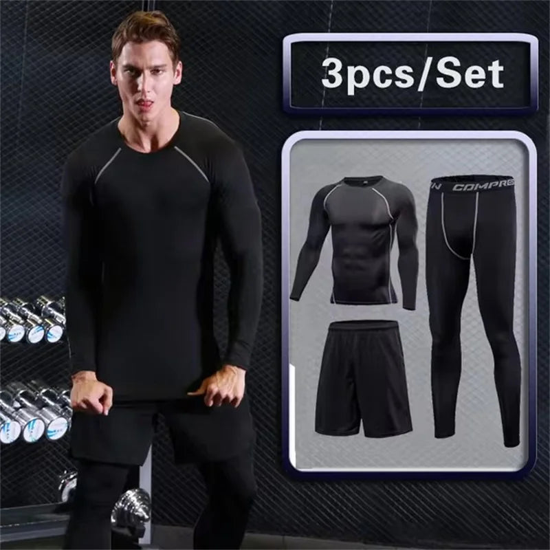 Men’s Compression Sportswear Set – 5-Piece Athletic Training Outfit