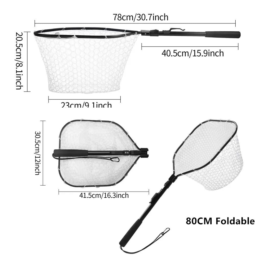 Telescopic Fishing Net (55cm–190cm) – Foldable Landing Net for Salmon, Carp, Catfish, and Trout