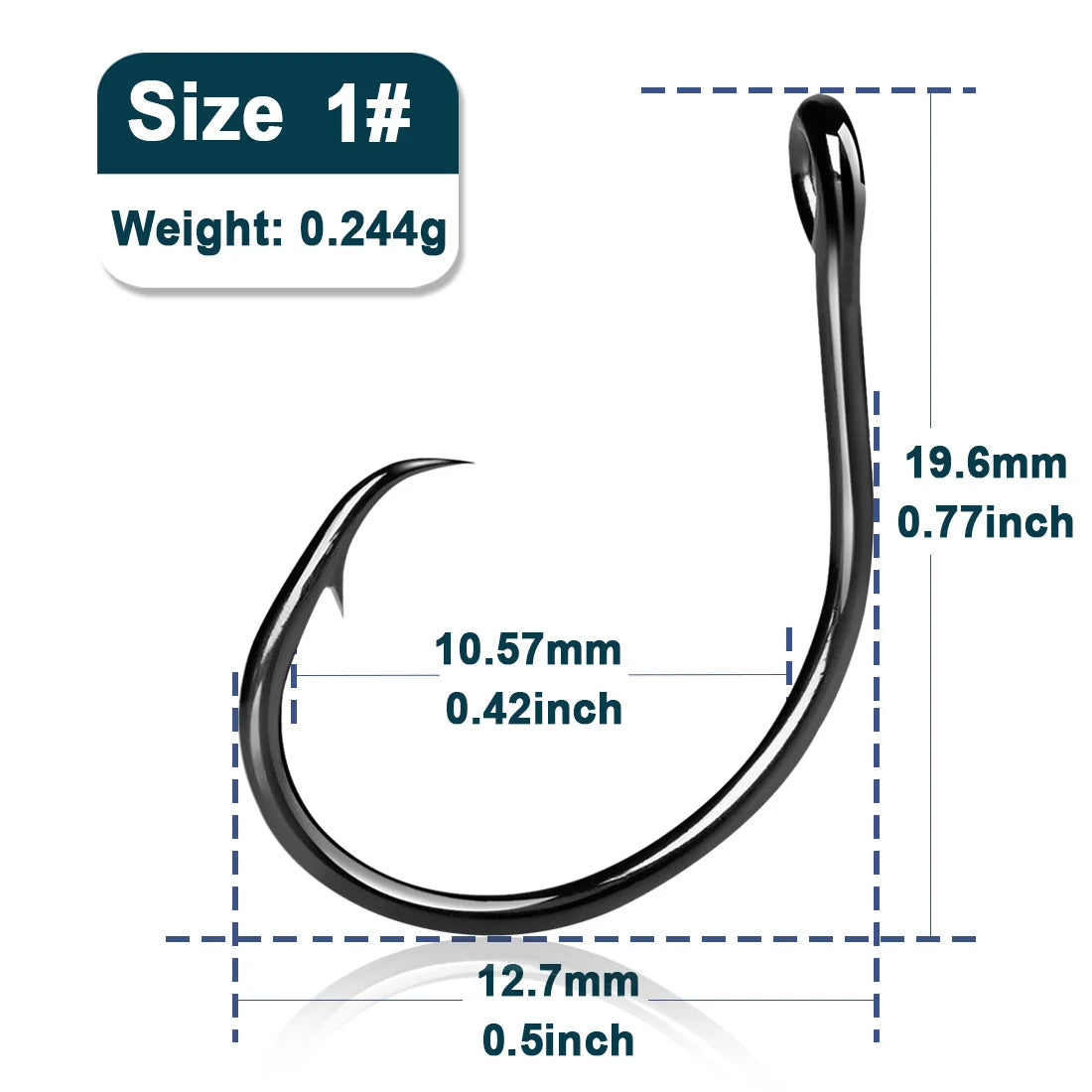 Inline Circle Hooks – Wide Gap Saltwater Fishing Hooks (25–100pcs)