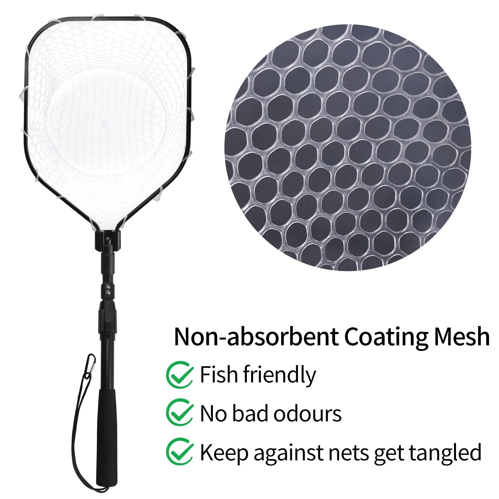 Telescopic Fishing Net (55cm–190cm) – Foldable Landing Net for Salmon, Carp, Catfish, and Trout