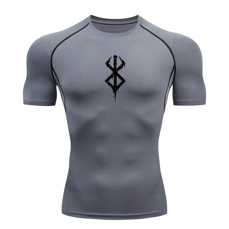 Men's Print Compression Shirt – Short Sleeve Quick-Dry Athletic Top