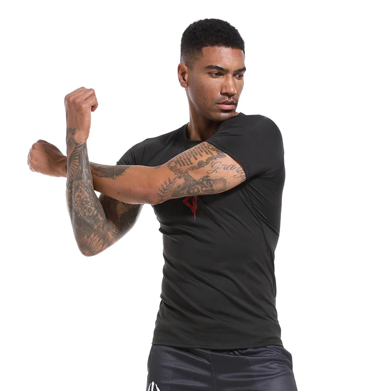 Men's Print Compression Shirt – Short Sleeve Quick-Dry Athletic Top