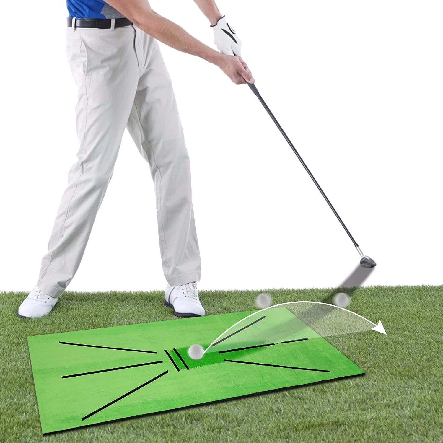 Golf Swing Training Mat – 30x60cm Swing Path Practice and Impact Detection Pad