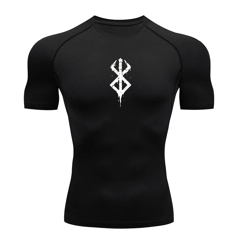 Men's Print Compression Shirt – Short Sleeve Quick-Dry Athletic Top
