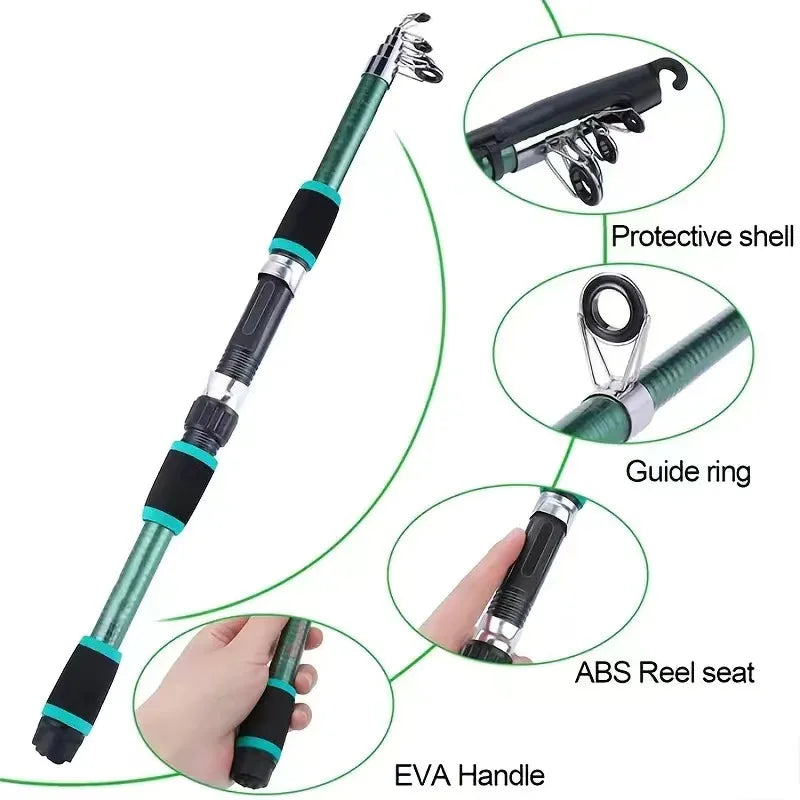 ROOBLINOS Telescopic Fishing Pole Set – Full Kit for Travel and Beginners