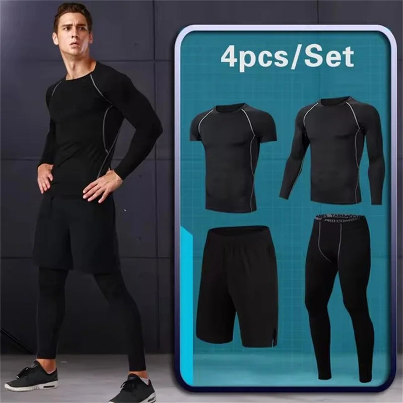Men’s Compression Sportswear Set – 5-Piece Athletic Training Outfit