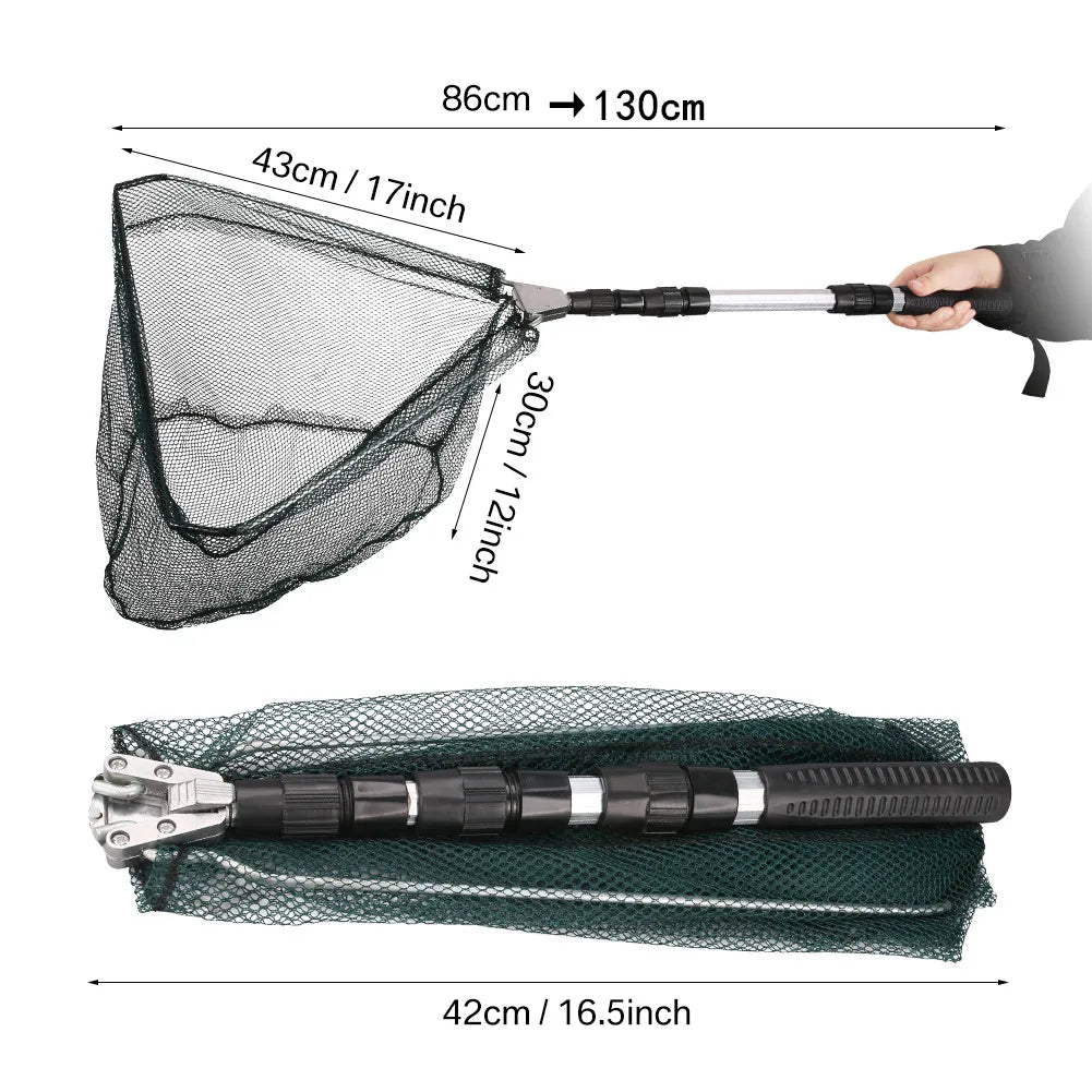 Telescopic Fishing Net (55cm–190cm) – Foldable Landing Net for Salmon, Carp, Catfish, and Trout