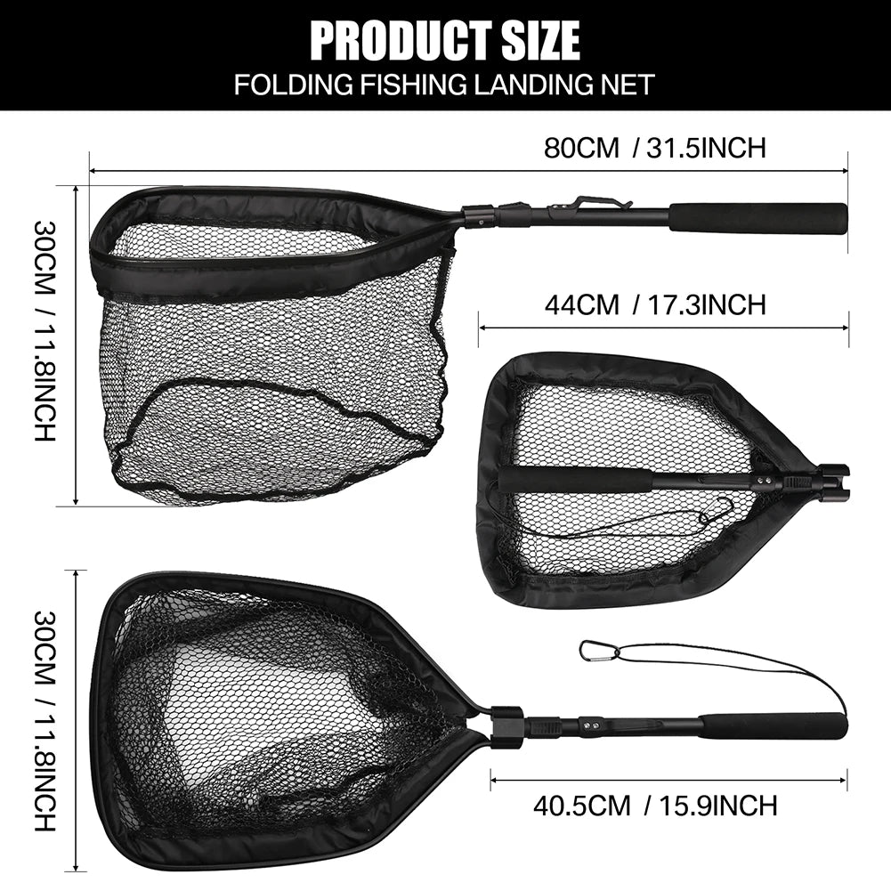 Telescopic Fishing Net (55cm–190cm) – Foldable Landing Net for Salmon, Carp, Catfish, and Trout