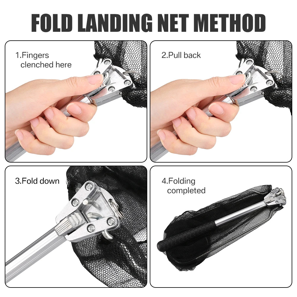 Telescopic Fishing Net (55cm–190cm) – Foldable Landing Net for Salmon, Carp, Catfish, and Trout